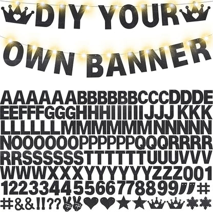 175Pcs DIY Glitter Customizable Banner Kit Happy Birthday Custom Letters Banner - Image 8