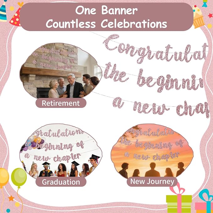 Pre-Strung New Journey Party Decorations Congratulations Banner The Beginning - Image 7