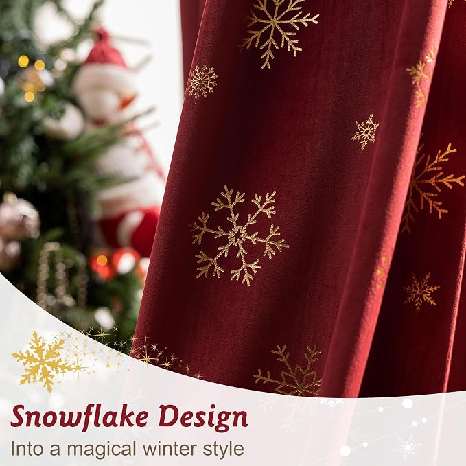 Beauoop Christmas Red Velvet Curtain - Image 2