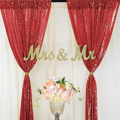 Red Sequin Backdrop Curtains 4 Pcs 2ftx8ft Glitter Shimmer Fabric | Sparkly - Image 6