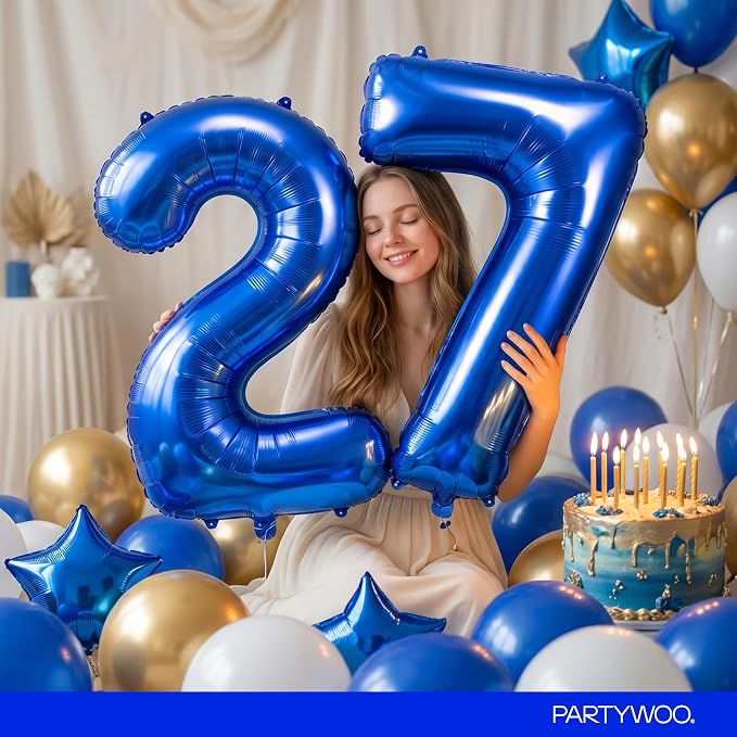 PartyWoo Number Balloons 40 Inch Blue Number 7 Kit - Image 8