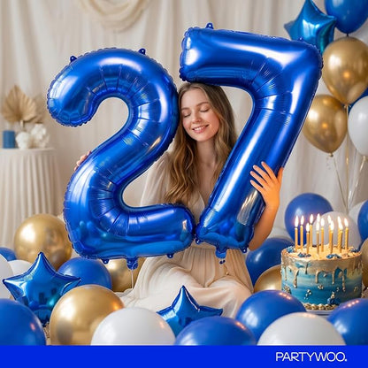 PartyWoo Number Balloons 40 Inch Blue Number 7 Kit - Image 8