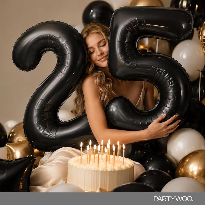 PartyWoo Number Balloons 40 Inch Black Number 50 Kit 33pcs - Image 8