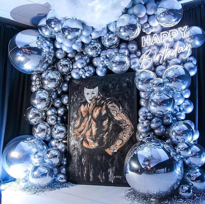10 Pcs 22 Inch White Mylar Balloons, Large 4D Giant Round Foil Balloon Big - Image 6
