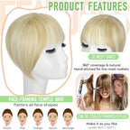 Bangs Hair Clip in Bangs 360°3D Cover Hair Topper Synthetic HairPieces for Women Ash blonde mix Bleach Blonde Wispy Fake Bangs Toppers for Daily Wear