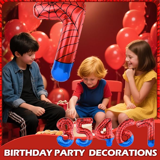 40 Inch Vibrant Spider-Themed Number Foil Balloons - Image 6