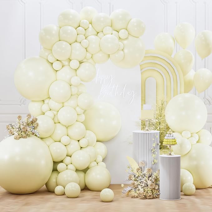 PartyWoo Pastel Yellow Balloons 127pcs Light Pale Yellow Color | 36 18 12 10 5 by PartyWoo