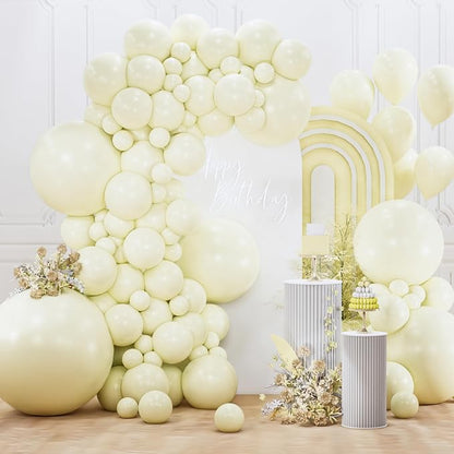 PartyWoo Pastel Yellow Balloons 127pcs Light Pale Yellow Color | 36 18 12 10 5 by PartyWoo