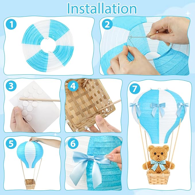 6 Sets Bear Hot Air Balloon Decorations Table Centerpieces - Image 3