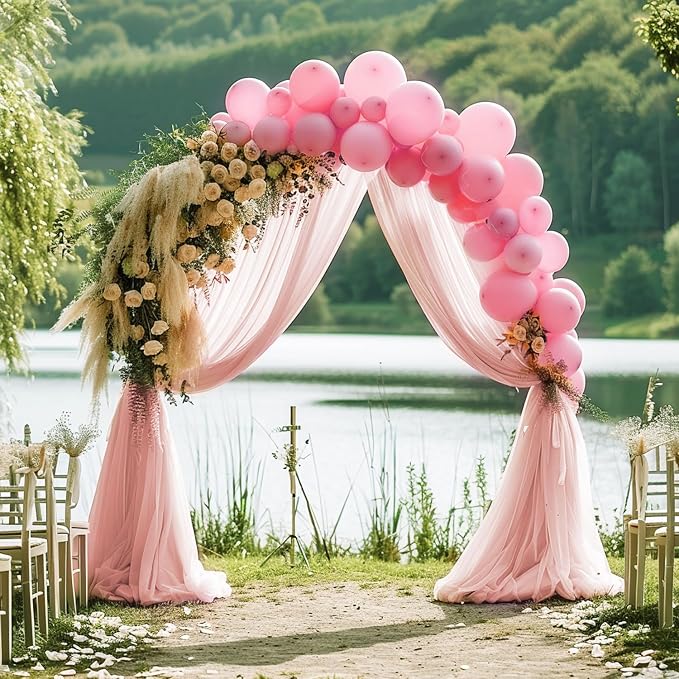 Blush Wedding Arch Draping Fabric Backdrop Drapes Sheer 4 Panels | 28.7"x20FT - Image 3