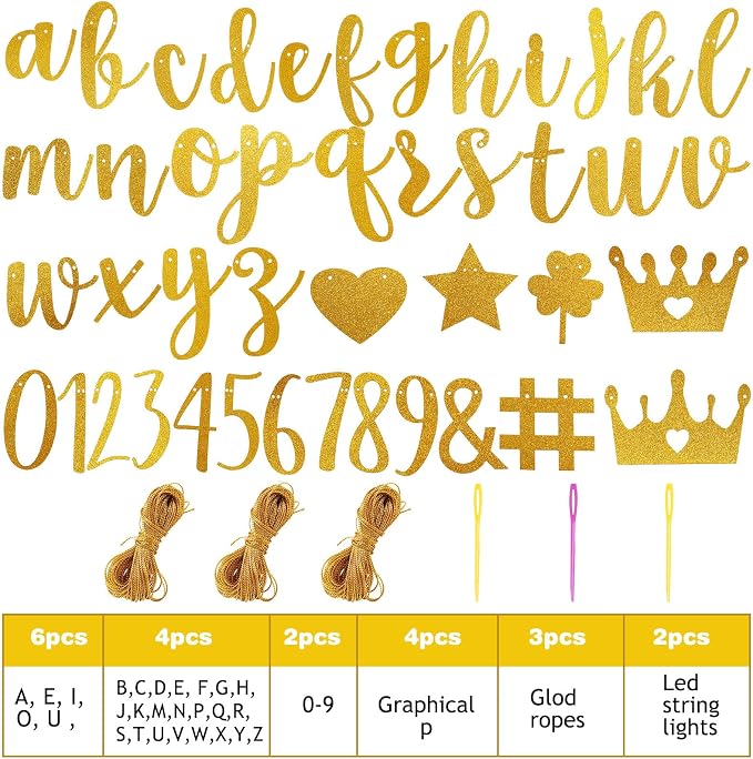 TaoBary 167 Pcs DIY Banner Kit Happy Birthday Glitter Banner Customizable - Image 2