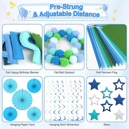 3D Happy Birthday Banner, Pre-Strung Felt Party Decorations | Ready-to-Hang 3D - Image 5