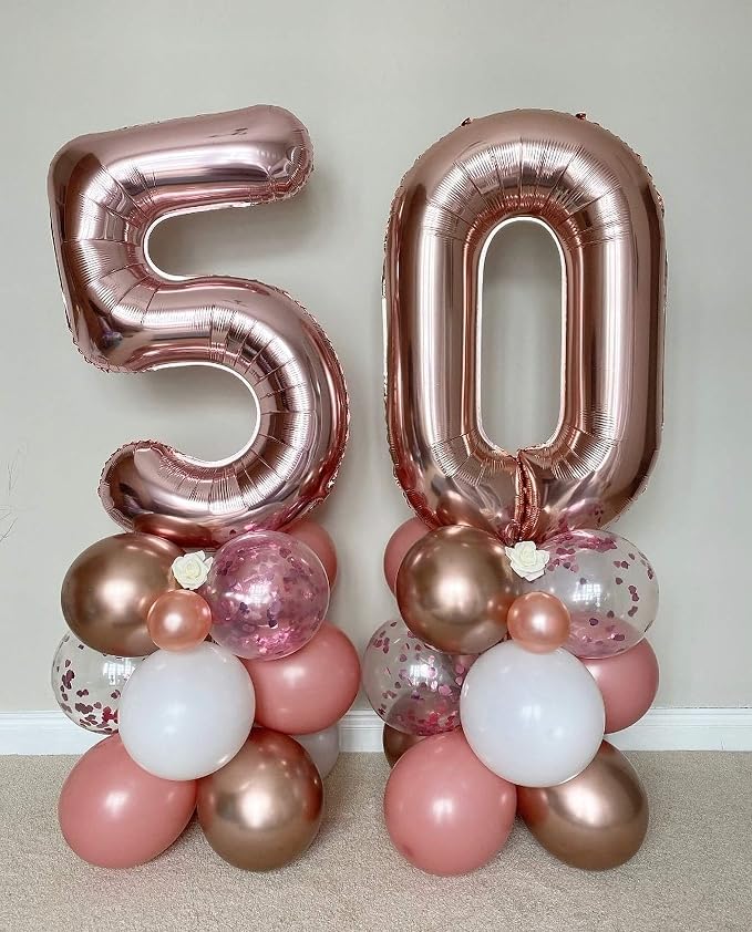 40 Inch Rose Gold 50 Number Balloons Giant Jumbo Huge 50 Foil Mylar Helium - Image 7