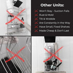 ShowerSMART Rust Resistant Hygienic Shower Caddy – Hanging Bathroom Organizer with Adjustable Shelves, Easy Clean Trays & Magnetic Hooks for DIY Remodels & Shower Niches - Black