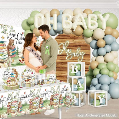 297PCS Cocomigo Green A New Chapter Begins Baby Shower Kit, 25 Guests | - Image 6