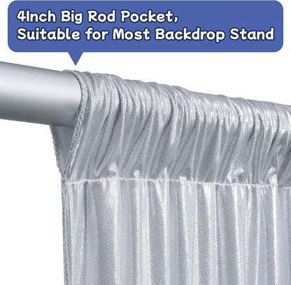 10ftx10ft Sequin Silver Backdrop Curtain Panels - Image 7
