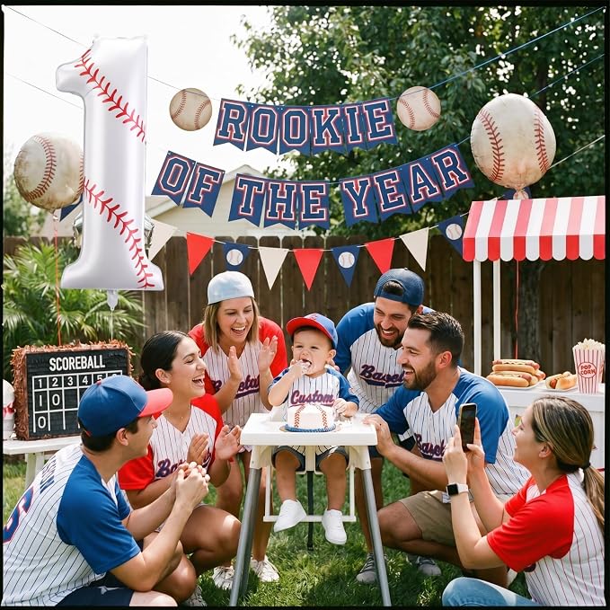 Jenaai Baseball Number 1 Balloons 40 Inch Baseball Theme Birthday Party - Image 5