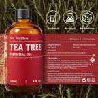 SU JUABA 4 Oz Tea Tree Essential Oil, 100% Natural Aromatherapy Oil for Toenail,Skin,Face,Hair,Shampoo - 118ML