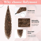 Flufymooz Ponytail Extension, Flexible Wrap Around Ponytail Extension Long Wavy Curly Ponytail Hair Extensions Natural pony tail Synthetic Hairpiece for Women 32 Inch (Brown with Auburn)