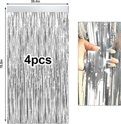 4 Packs Silver Foil Fringe Curtain, Baby Shower, Engagement, Bachelorette Party - Image 6