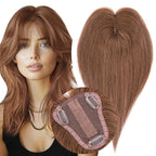 S-noilite Hair Toppers for Women Real Human Hair 3D 360° Cover Clip in 100% Real Human Hair Toppers 3″*4″ Clip in Silk Base 12 inch Light Brown