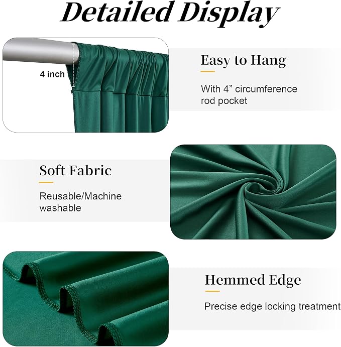 50ft x 15ft Hunter Green Backdrop Curtains - Image 5