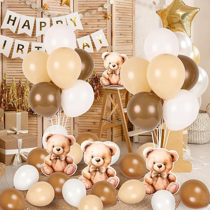 12 Sets Brown Bear Baby Shower Balloon Stand Kit - Image 2