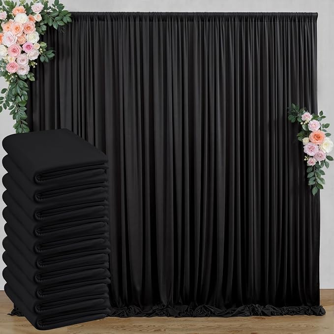 50 ft x 10 ft Wrinkle Free Black Backdrop Curtain by Outpain