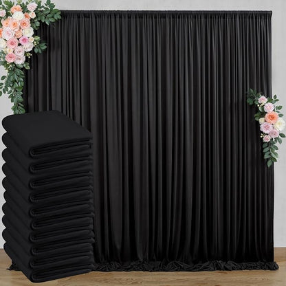 50 ft x 10 ft Wrinkle Free Black Backdrop Curtain by Outpain