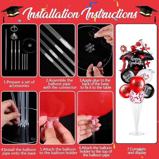 Jenaai Red and Black 27 Pcs 2026 Graduation Balloon Centerpiece - Image 4