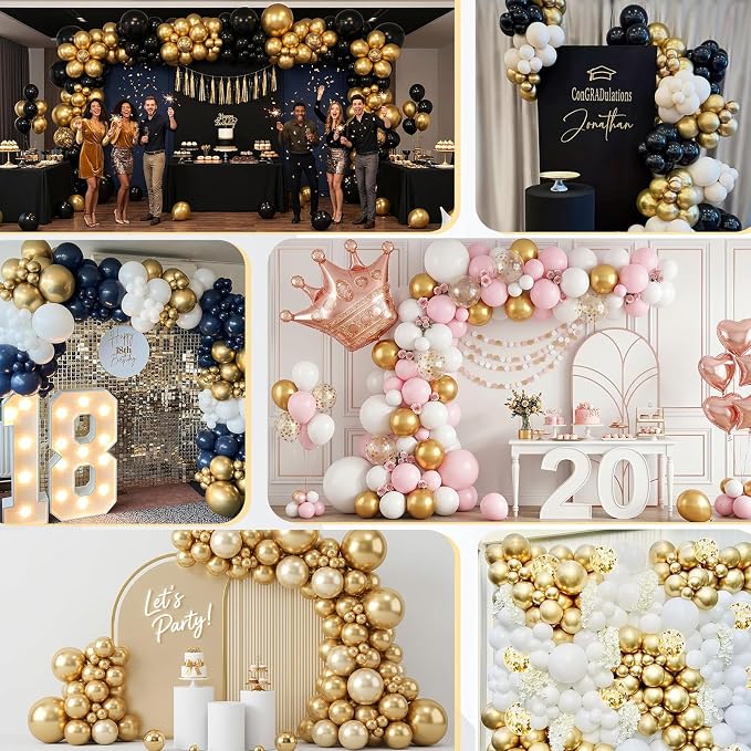 Gold Balloons 50Pack 12 Inch Metallic Chrome Gold Latex Party Balloons - Image 8