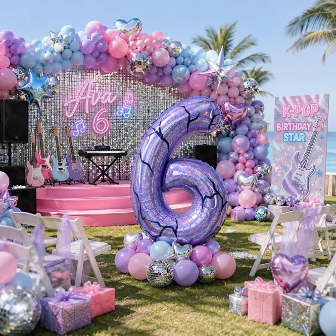 40 Inch Purple Kpop Number 6 Balloon - Image 3