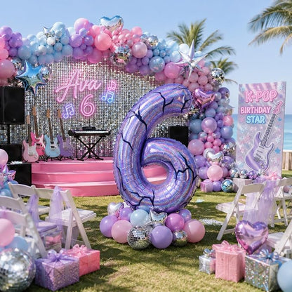 40 Inch Purple Kpop Number 6 Balloon - Image 3