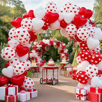 FunHot Valentines Balloons, 12 Inch White Heart Printed Latex Balloons - Image 5