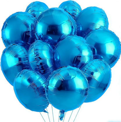 25Pcs Blue Round Shaped Foil Balloons 18 Inch Mylar Balloon | Helium by Unknown