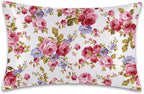 Satin Pillowcase 1 Pack-Rose Flower Floral Silky Pillow Cover for Hair and Skin,Standard Size 20x26 Inch Soft Cooling Printed Pillow Cases with Hidden Zipper,Gifts for Women Men