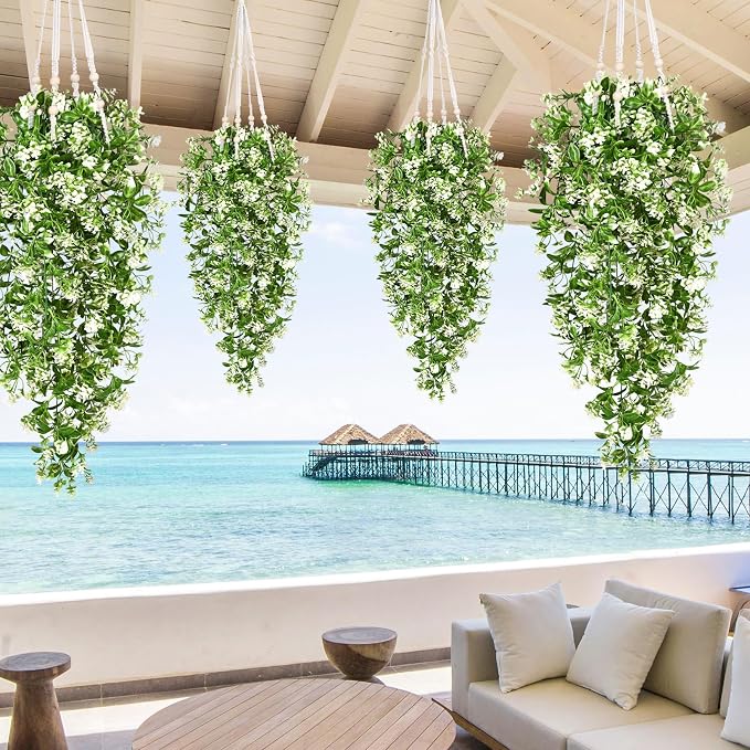 8Pcs Fake Hanging Plants, Faux Ivy Fake Vines Greenery | UV Resistant Faux - Image 7