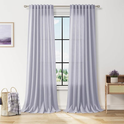 Lavender Purple Linen Curtains 102 Inches Long by Nanspring