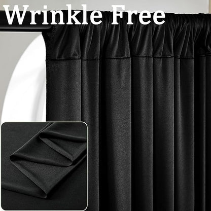 30ft x 8ft Wrinkle Free Black Backdrop Curtains - Image 4