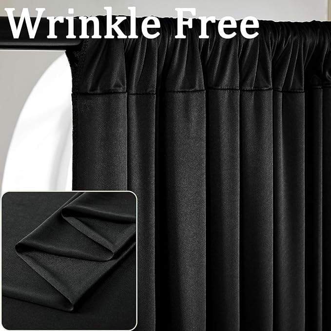 Black Wrinkle Free Black Backdrop Curtains - Image 5