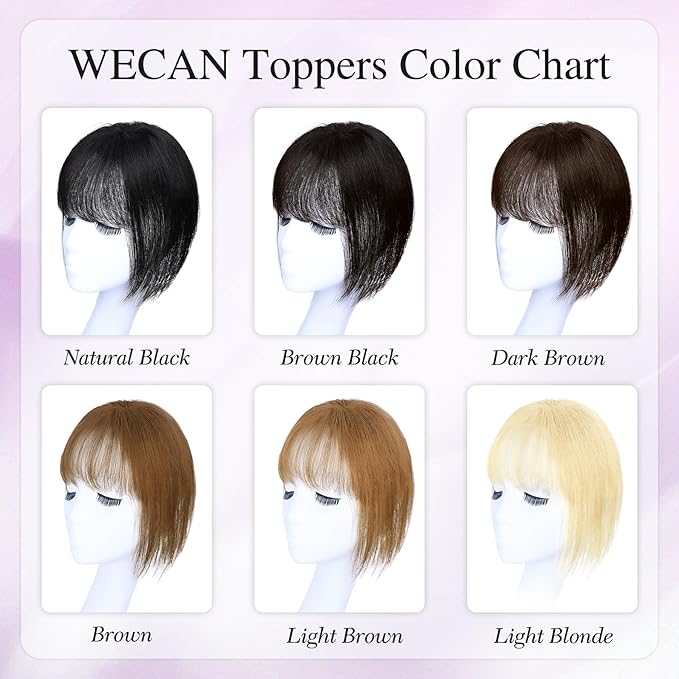 Hair Toppers for Women Real Human Hair 3D Bangs Clip 100% Human Toppers for Women 10 Inch Clip in Bangs Hairpieces(Brown)