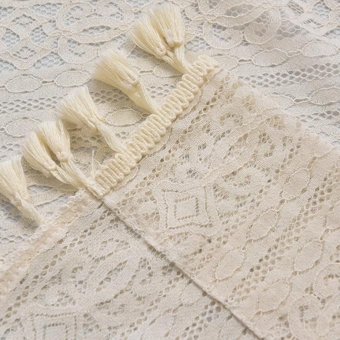 Sutuo Home Boho Sheer Curtain Valance Crochet Lace - Image 5