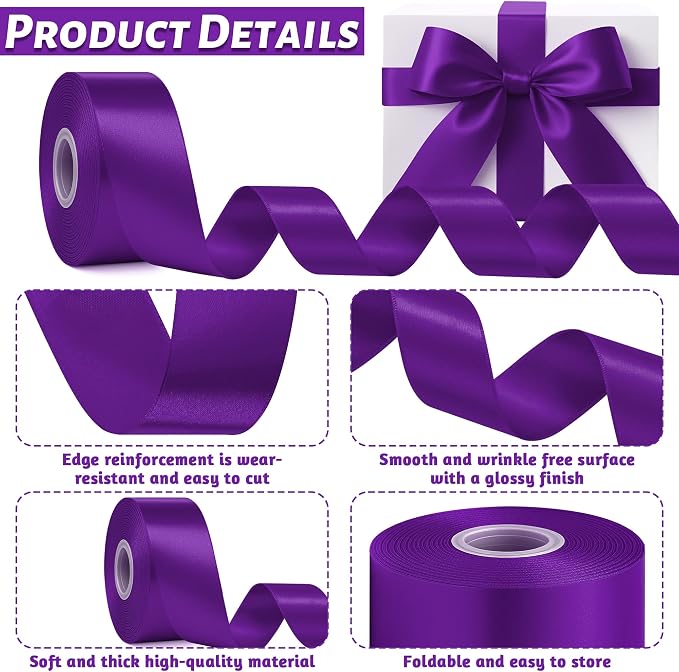 1 1/2In 30Yards Dark Purple Ribbon - Image 3