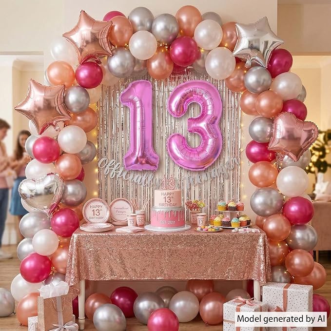 Pink Number 13 Balloon 40 Inch, Shiny Foil Numeral - Image 3
