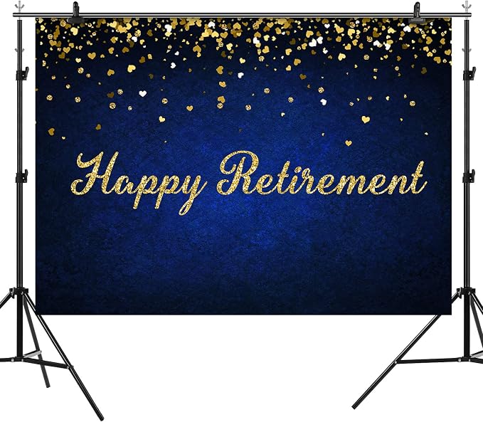 Happy Retirement Backdrop Royal Blue Backdrop - Image 2