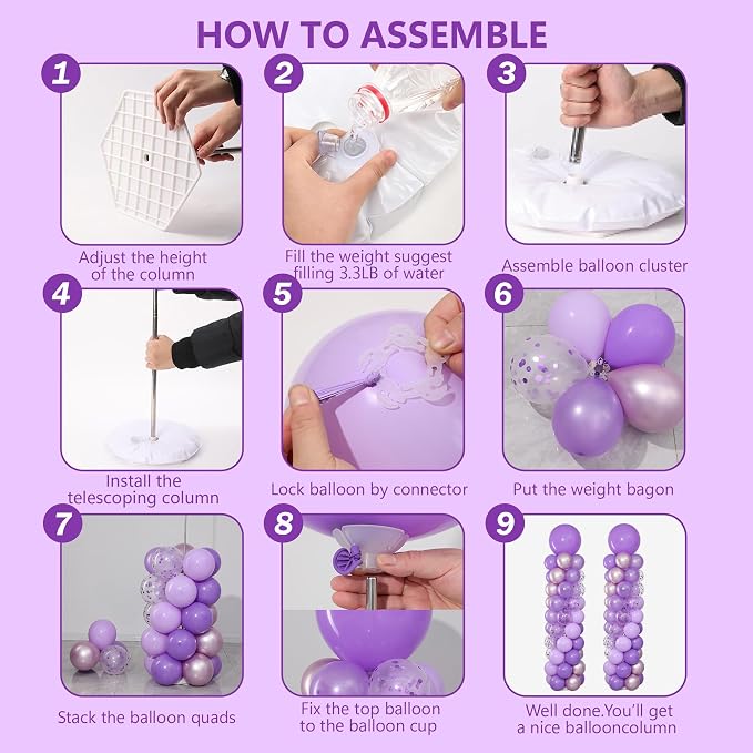 Purple Balloon Column Stand Kit of 2 - Image 4