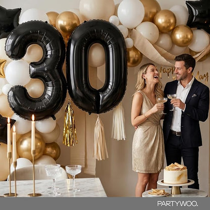 PartyWoo Number Balloons 40 Inch Black Number 0 Kit 25pcs - Image 4