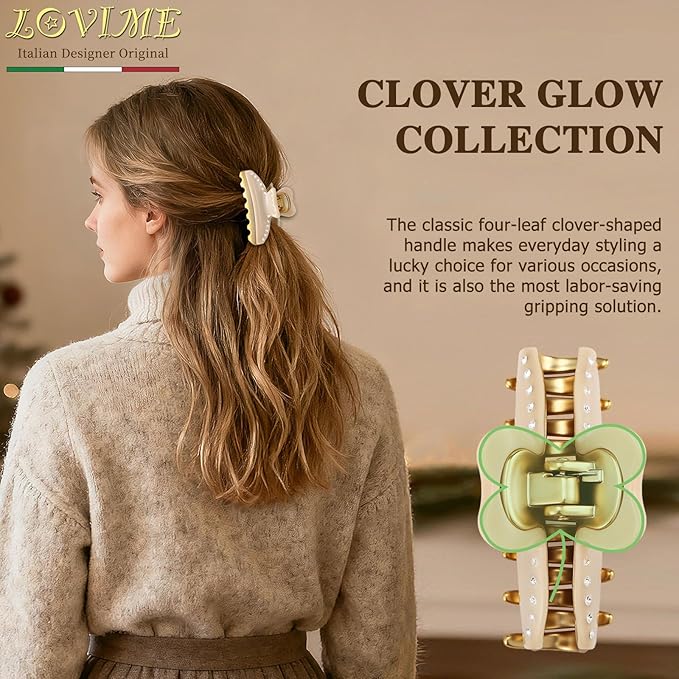 2026 Premium Durable Hair Claw Clip for Women, Original Italian Designed Strong Grip Hair Clips for Normal Fine Thin Hair, No Slip Jaw Clips with Gift Box for Christmas Birthday Girls, 3 Inch Beige