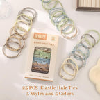 25 PCS Bohemian Hair Accessories: Lightweight Ponytail Holders in 5 Styles, 2.36" No Damage Hair Ties for Thick or Thin Hair