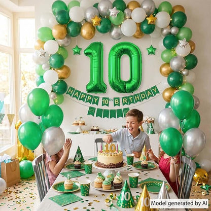Green Number 10 Balloon 40 Inch, Foil Duo - Image 7